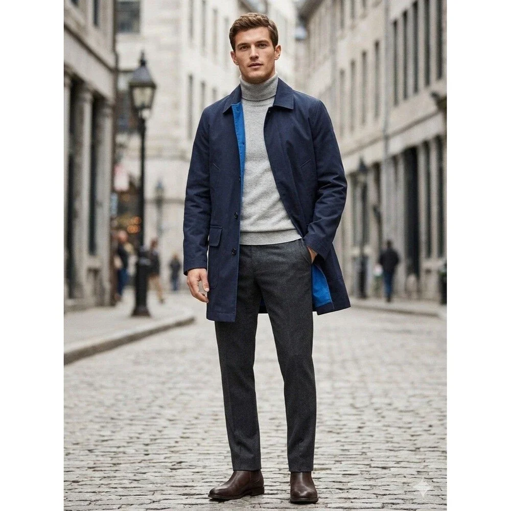 J.Crew Ludlow Men's XS Navy Water-Repellent Bonded Cotton Car Coat HO16 E8564